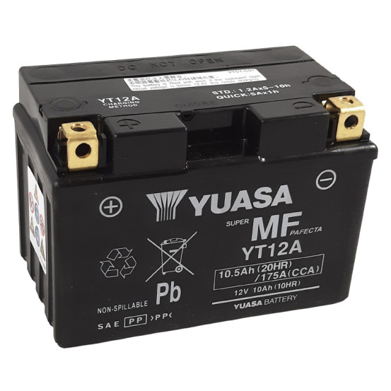 Batterie moto 12v YUASA YT12A FA sans entretien activée usine