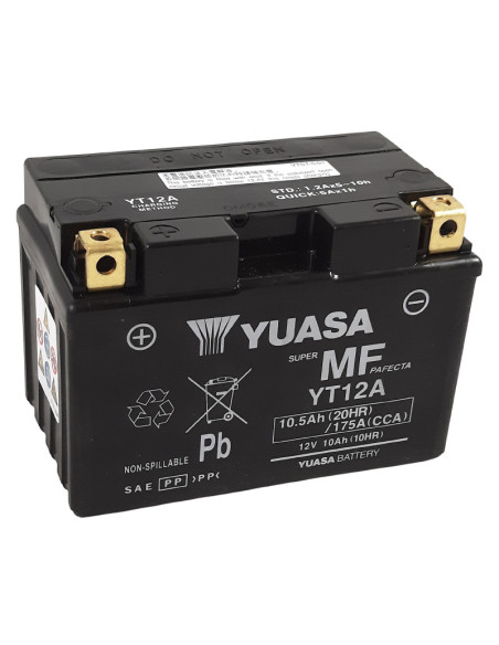 Batterie moto 12v YUASA YT12A FA sans entretien activée usine