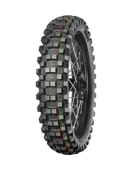 Pneu arrière cross MITAS TERRA FORCE-MX MH (MEDIUM HARD TERRAIN) - 100/90-19 57M TT Rouge Vert