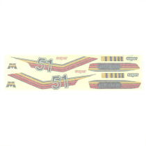 Kit déco autocollants MBK/Motobécane 51 Super orange/rouge/jaune (10 pièces)