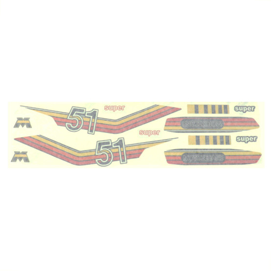 Kit déco autocollants MBK/Motobécane 51 Super orange/rouge/jaune (10 pièces)