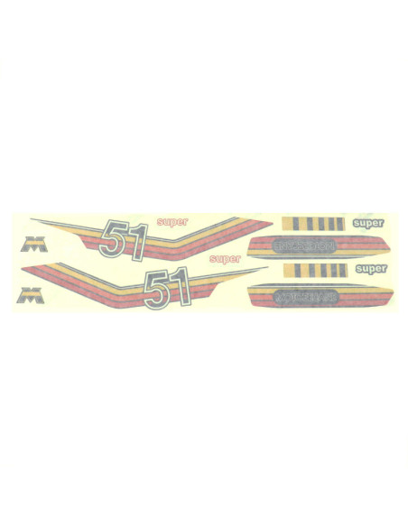 Kit déco autocollants MBK/Motobécane 51 Super orange/rouge/jaune (10 pièces)