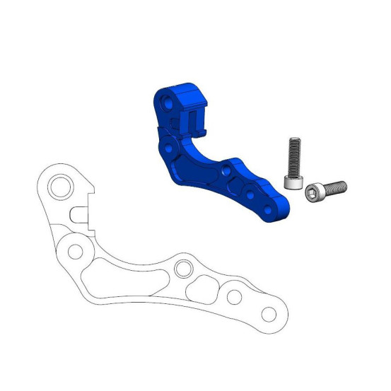 Patte de déport bleue MOTO MASTER pour étrier de frein origine BREMBO - Disque oversize 260mm - GAS GAS / HUSQVARNA / KTM