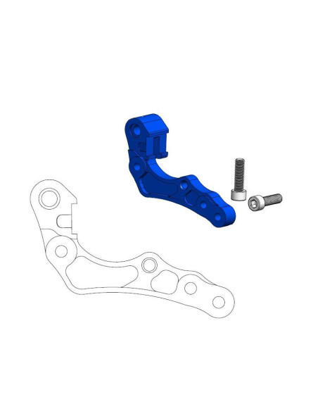 Patte de déport bleue MOTO MASTER pour étrier de frein origine BREMBO - Disque oversize 260mm - GAS GAS / HUSQVARNA / KTM