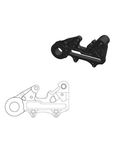 Patte de déport étrier de frein arrière BRAKTEC et BREMBO pour disque en 220mm MOTO MASTER - GAS GAS / HUSQVARNA / KTM