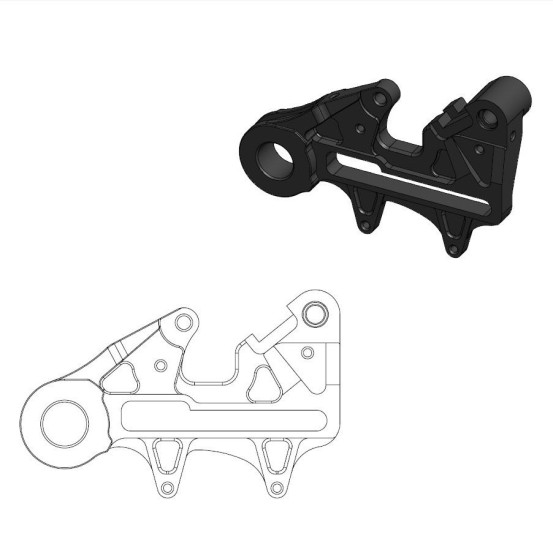 Patte de déport étrier de frein arrière BRAKTEC et BREMBO pour disque en 240mm MOTO MASTER - GAS GAS / HUSQVARNA / KTM