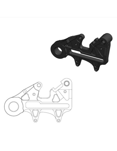 Patte de déport étrier de frein arrière BRAKTEC et BREMBO pour disque en 240mm MOTO MASTER - GAS GAS / HUSQVARNA / KTM