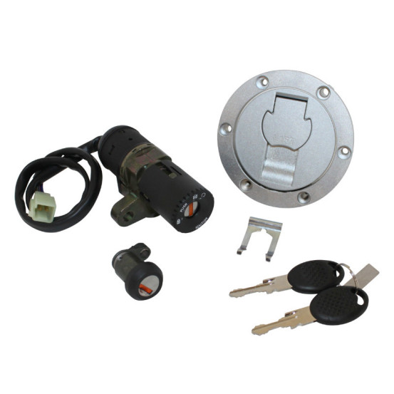 Contacteur à clé MBK 50 X-Power / Yamaha 50 TZR 2003-2012 (avec serrure de selle et bouchon d'essence)