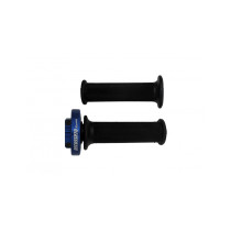 Poignée tirage rapide avec poignées caoutchouc ACCOSSATO - 3 cames - Aluminium CNC bleu - Câbles de gaz non inclus