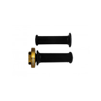 Poignée tirage rapide avec poignées caoutchouc ACCOSSATO - 3 cames - Aluminium CNC or - Câbles de gaz non inclus