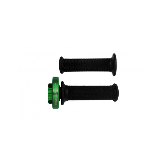 Poignée tirage rapide avec poignées caoutchouc ACCOSSATO - 3 cames - Aluminium CNC vert - Câbles de gaz non inclus