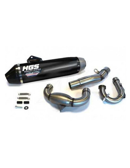 Ligne complète inox alu Noir embout carbone HGS YAMAHA 250 YZ F 2019 - 2023
