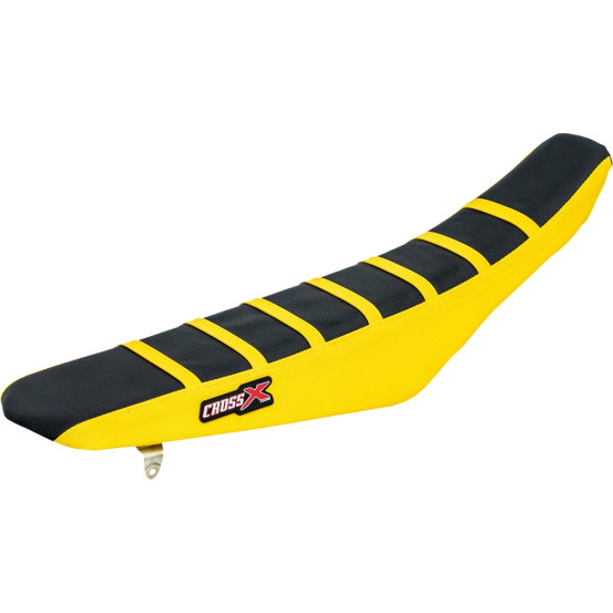 Housse de selle CrossX avec bandes Suzuki 250 RM-Z 2019-2024 450 RM-Z 2018-2024 Noir-Jaune-Jaune