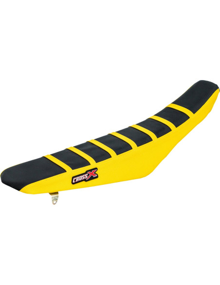 Housse de selle CrossX avec bandes Suzuki 250 RM-Z 2019-2024 450 RM-Z 2018-2024 Noir-Jaune-Jaune