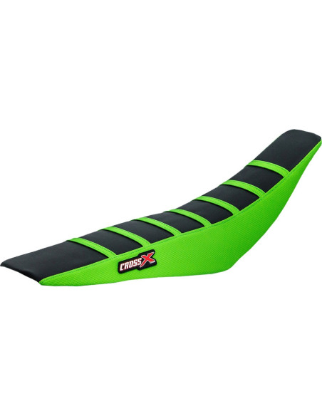 Housse de selle CrossX avec bandes Kawasaki 250 KX-F 2009-2012 450 KX-F 2009-2011 Noir-Vert-Vert