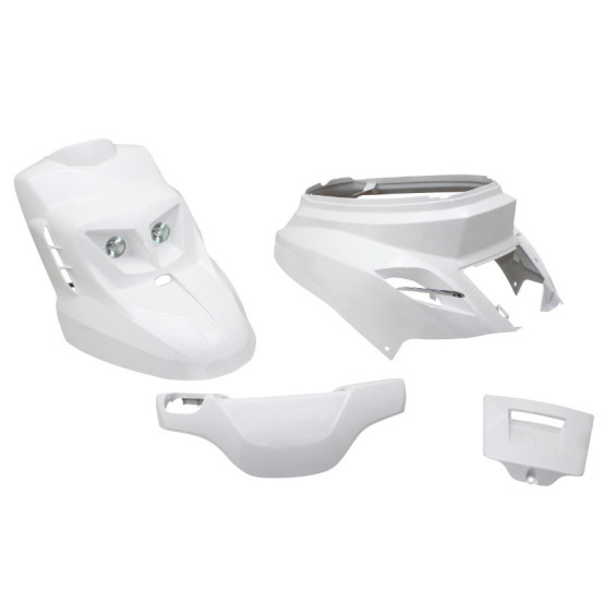Kit carénages scooter MBK Booster / Yamaha BW'S après 2004 Blanc (Design Edition - avec éclairage)