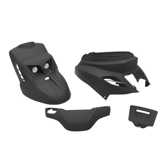 Kit carénages scooter MBK Booster / Yamaha BW'S après 2004 Noir mat (Design Edition - avec éclairage)